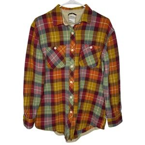 The North Face Womens Medium Multicolor Plaid Flannel Button Up Shirt LS